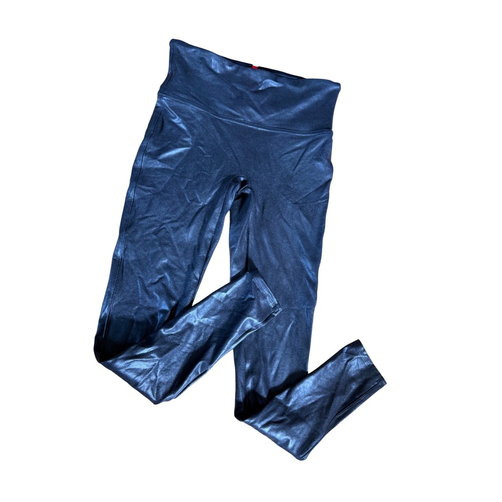 Spanx‎ black faux leather metallic shape wear contour